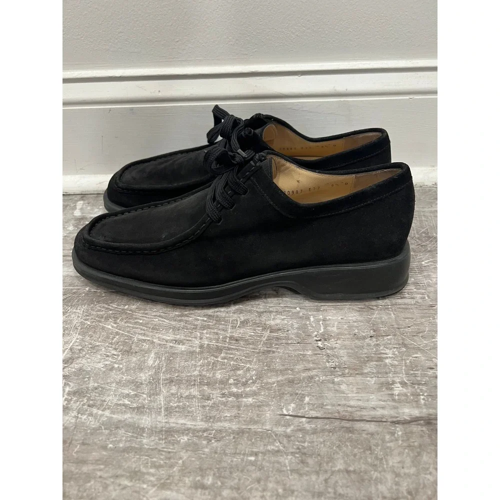 Salvatore Ferragamo Shoes Mens 9.5 D Black Suede Moc Toe Oxfords Desert Shoes